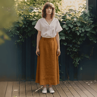 Bronze Linen Gardenia Skirt - Linen Tales 