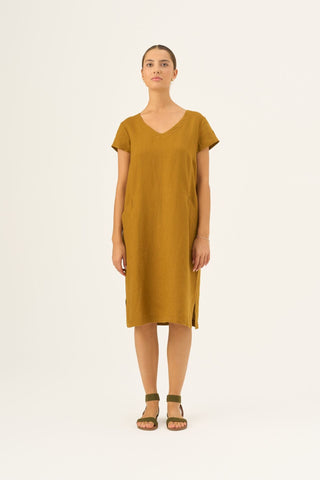 Bronze Linen Goldenrod Dress - Linen Tales Global 