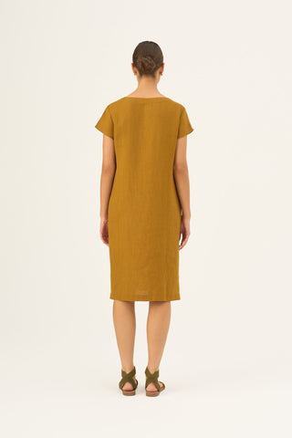 Bronze Linen Goldenrod Dress - Linen Tales Global 4