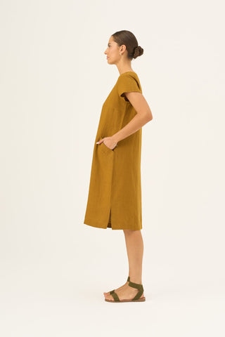 Bronze Linen Goldenrod Dress - Linen Tales Global 3