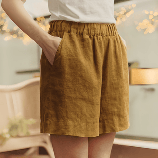 Bronze Linen Hip - Hop Shorts - Linen Tales 
