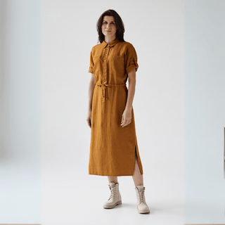 Bronze Linen Linden Dress - Linen Tales 