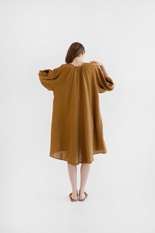 Bronze Linen Mahina Dress - Linen Tales 
