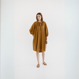 Bronze Linen Mahina Dress - Linen Tales 