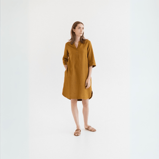 Bronze Linen Prelude Dress - Linen Tales 