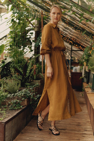 Bronze Linen Rhapsody Dress - Linen Tales 3