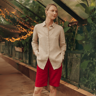 Bronze White Stripes Linen Azalea Shirt - Linen Tales 1