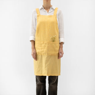 Butter Linen Crossback Apron - Linen Tales Global 