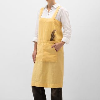 Butter Linen Pinafore Apron - Linen Tales Global 