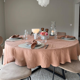 Cafe Creme Lightweight Linen Round Tablecloth - Linen Tales 2