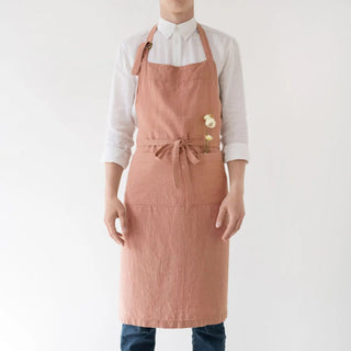 Cafe Creme Linen Chef Apron - Linen Tales 
