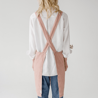 Cafe Creme Linen Crossback Apron - Linen Tales 