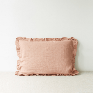 Cafe Creme Linen Pillowcase with Frills - Linen Tales Global 