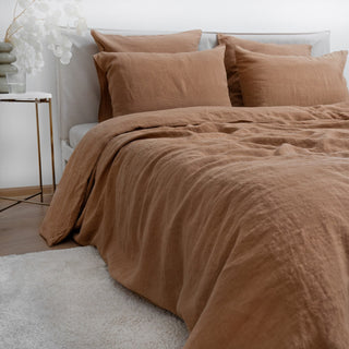 Camel Linen Duvet Cover Set - Linen Tales 