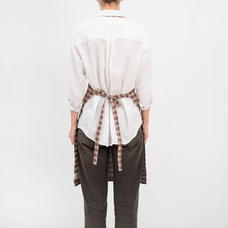 Chocolate Gingham Linen Daily Apron - Linen Tales Global 3