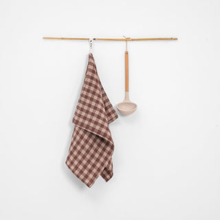 Chocolate Gingham Linen Kitchen Towel - Linen Tales Global 