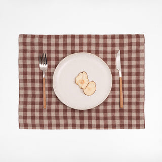 Chocolate Gingham Linen Placemat - Linen Tales Global 