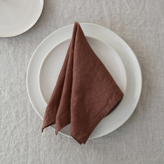 Chocolate Lightweight Linen Napkins Set of 2 - Linen Tales Global 