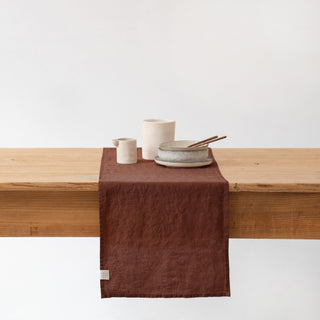 Chocolate Lightweight Linen Table Runner - Linen Tales Global 