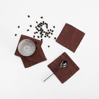 Chocolate Linen Coasters Set of 4 - Linen Tales Global 