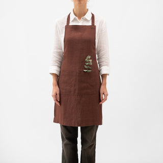 Chocolate Linen Daily Apron - Linen Tales Global 