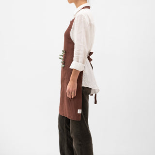 Chocolate Linen Daily Apron - Linen Tales Global 