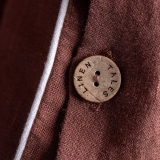 Chocolate Linen Duvet Cover Set with White Piping - Linen Tales Global 7