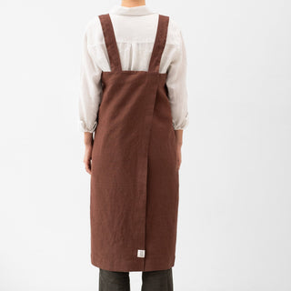 Chocolate Linen Pinafore Apron - Linen Tales Global 3