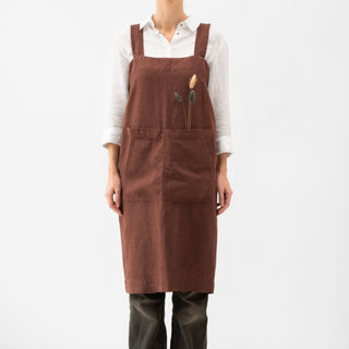Chocolate Linen Pinafore Apron - Linen Tales Global 