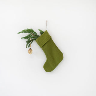 Christmas Green Linen Christmas Stocking - Linen Tales Global 