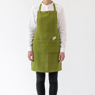 Christmas Green Linen Daily Apron - Linen Tales Global 