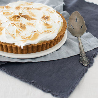 Dark Grey Linen Napkins with Fringes Set of 2 - Linen Tales 3