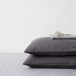 Dark Grey Linen Pillowcase - Linen Tales Global 1