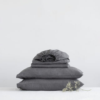 Dark Grey Linen Sheet Set - Linen Tales 