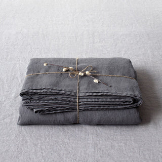 Dark Grey Linen Flat Sheet - Linen Tales 3
