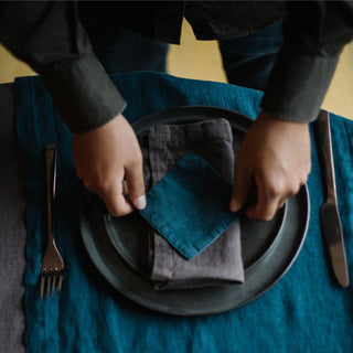 Deep Water Linen Coasters Set of 4 - Linen Tales 