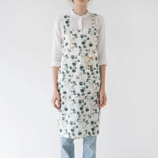 Eucalyptus Linen Crossback Apron - Linen Tales 