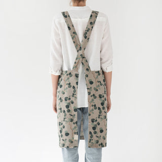 Eucalyptus on Natural Linen Crossback Apron - Linen Tales Global 3