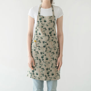 Eucalyptus on Natural Linen Daily Apron - Linen Tales 