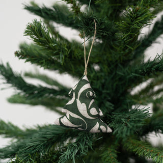 Evergreen Damask Christmas Tree Decorations Set of 4 - Linen Tales Global 