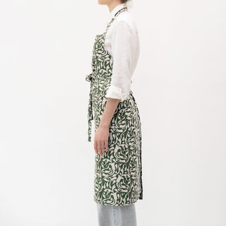 Evergreen Damask Linen Chef Apron - Linen Tales 