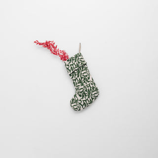 Evergreen Damask Linen Christmas Stocking - Linen Tales Global 
