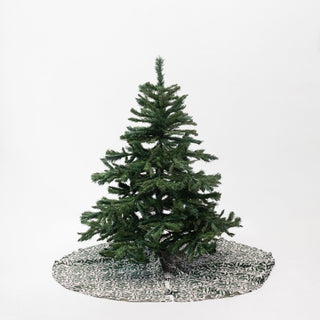 Evergreen Damask Linen Christmas Tree Skirt - Linen Tales Global 