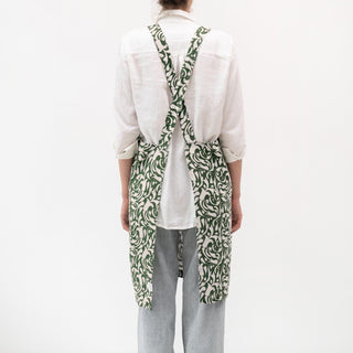 Evergreen Damask Linen Crossback Apron - Linen Tales 3