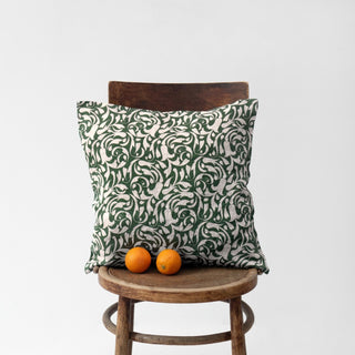Evergreen Damask Linen Cushion Cover - Linen Tales 