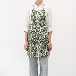 Evergreen Damask Linen Daily Apron - Linen Tales 