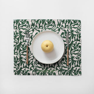Evergreen Damask Linen Placemat - Linen Tales 