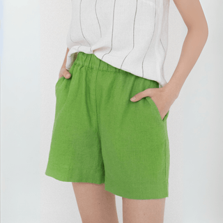 Foliage Green Linen Hip - Hop Shorts - Linen Tales 