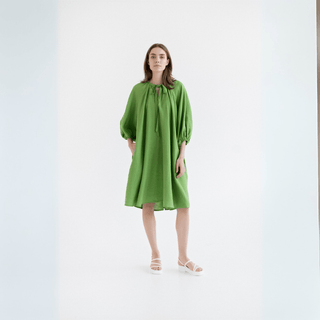 Foliage Green Linen Mahina Dress - Linen Tales 