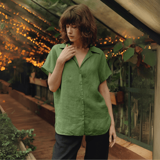Foliage Green Linen Melody Shirt - Linen Tales 